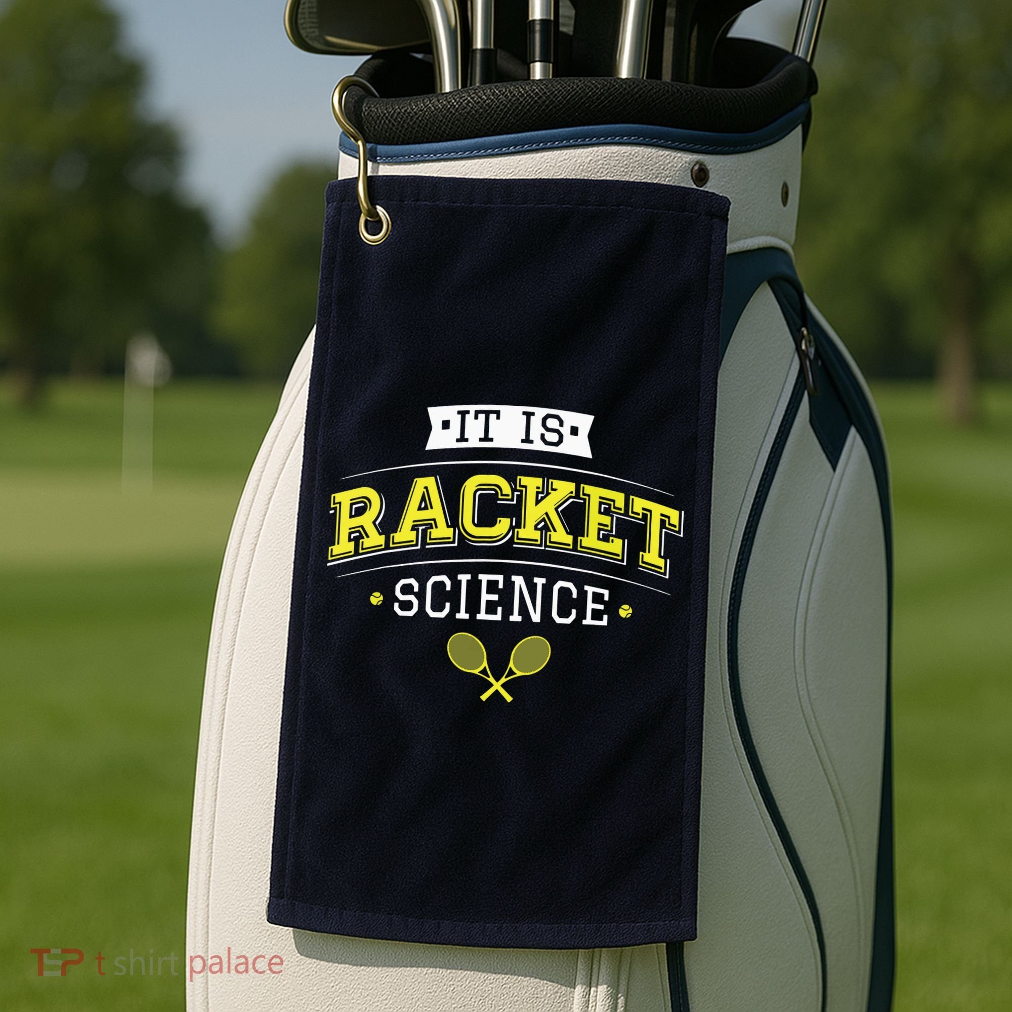 Its Racket Science Funny Tennis Lover Coach Golf Towel