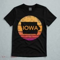 Iowa Retro Sunset  State Of Iowa Outline T-Shirt thumb 5