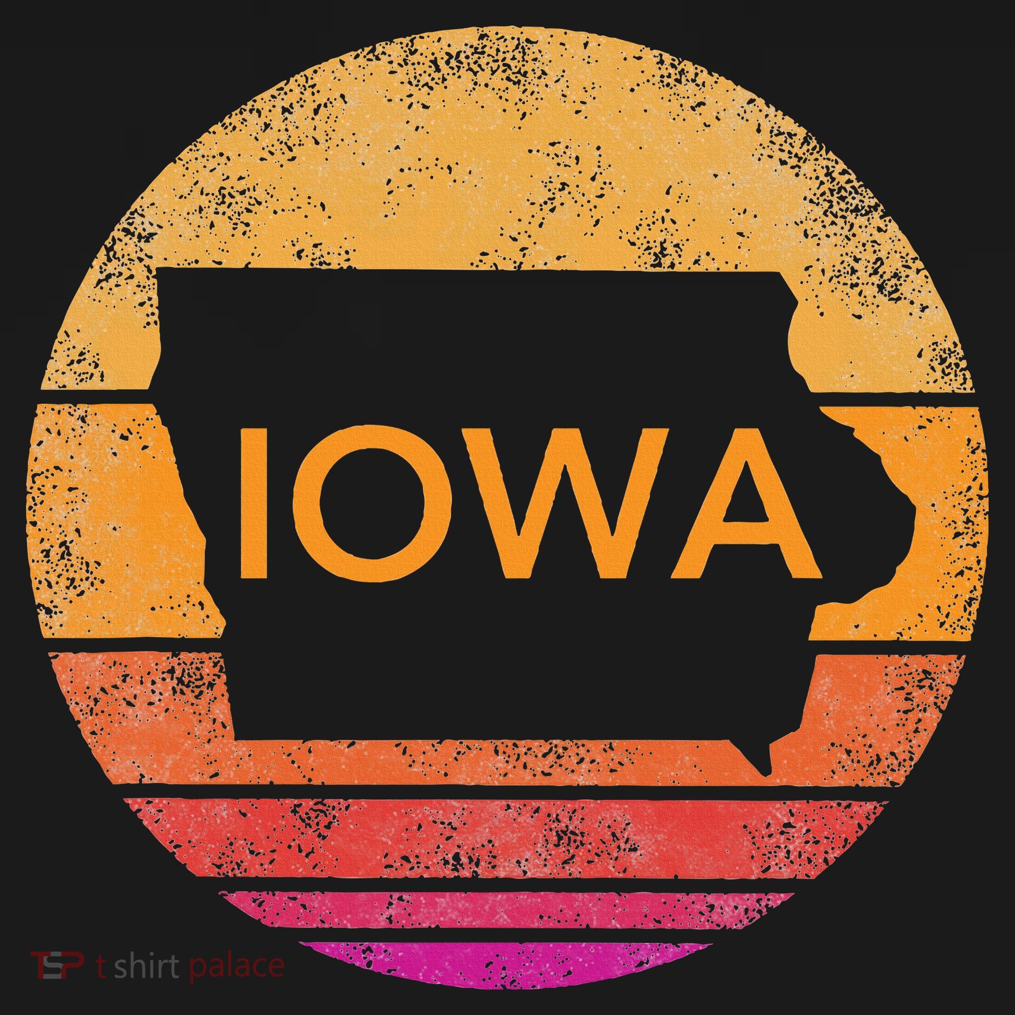 Iowa Retro Sunset  State Of Iowa Outline Women's Hoodie