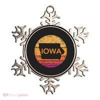 Iowa Retro Sunset  State Of Iowa Outline Ornament thumb 0