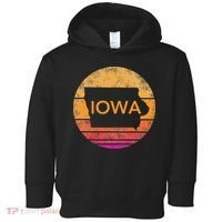 Iowa Retro Sunset  State Of Iowa Outline Toddler Hoodie thumb 0