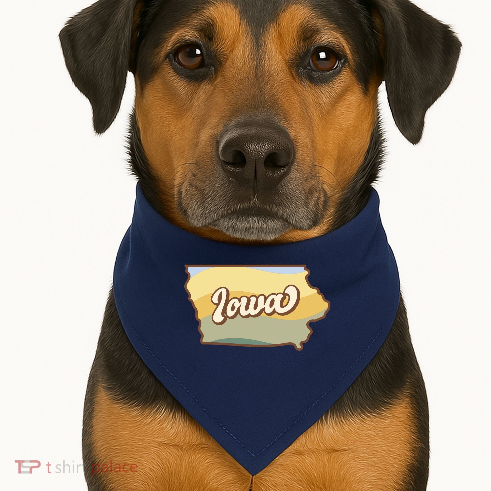 Iowa Retro Sunset Logo USA-Made Doggie Bandana