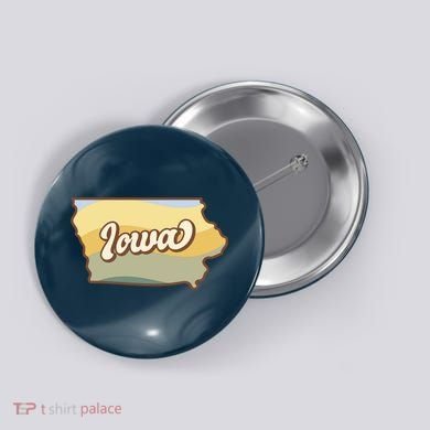 Iowa Retro Sunset Logo Button