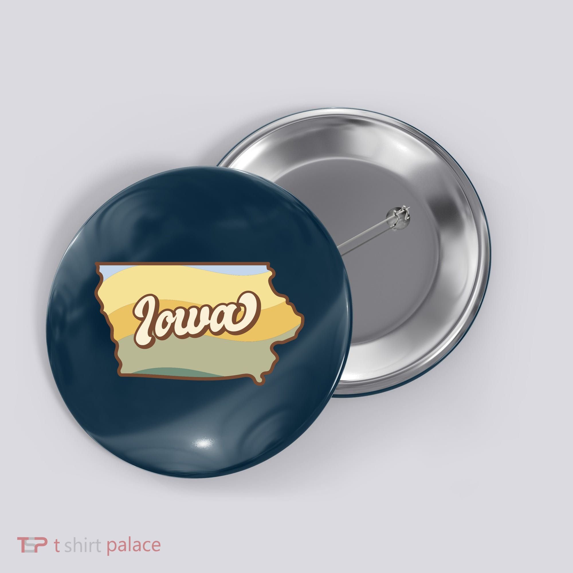 Iowa Retro Sunset Logo Button