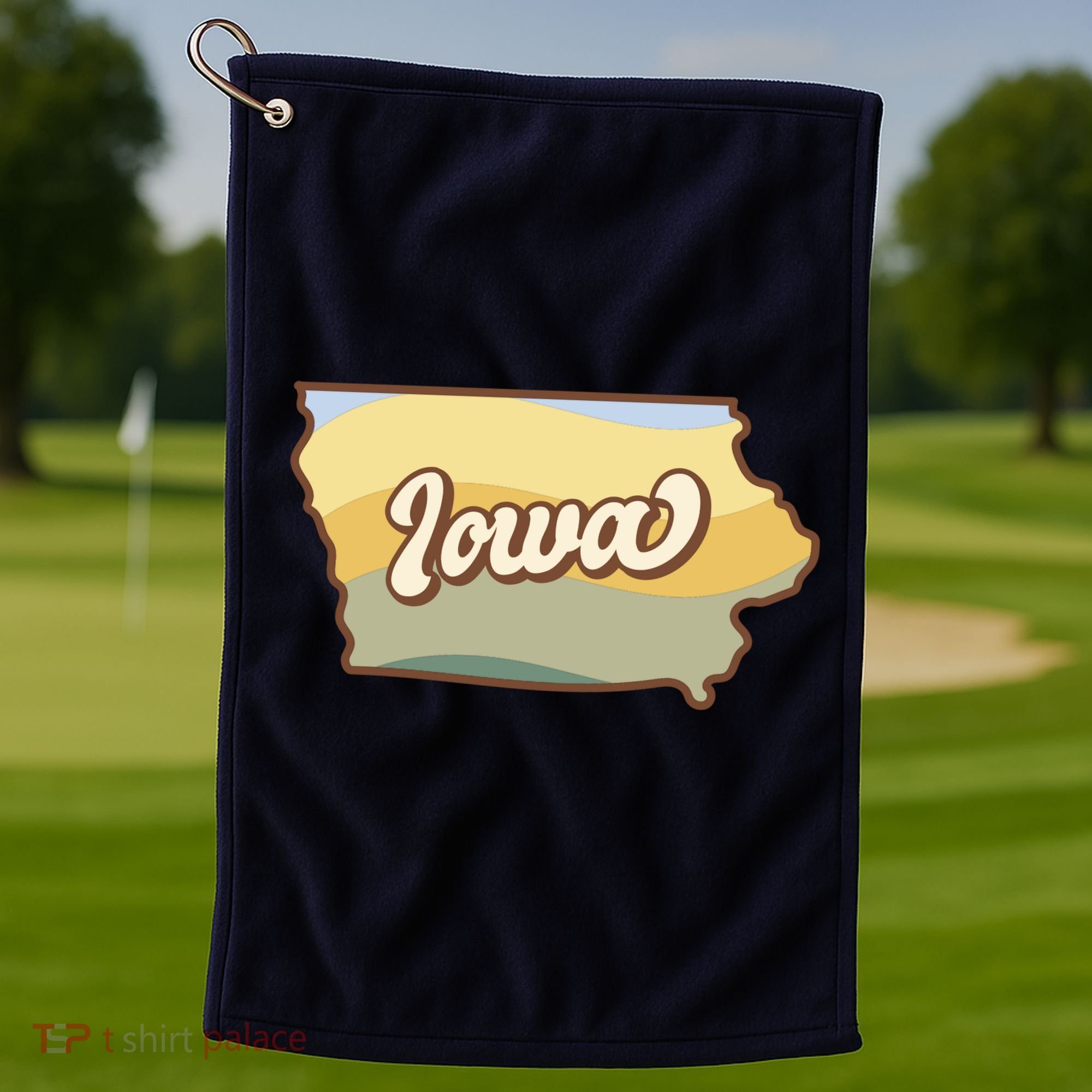 Iowa Retro Sunset Logo Golf Towel