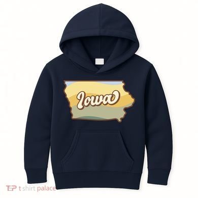 Iowa Retro Sunset Logo Kids Hoodie