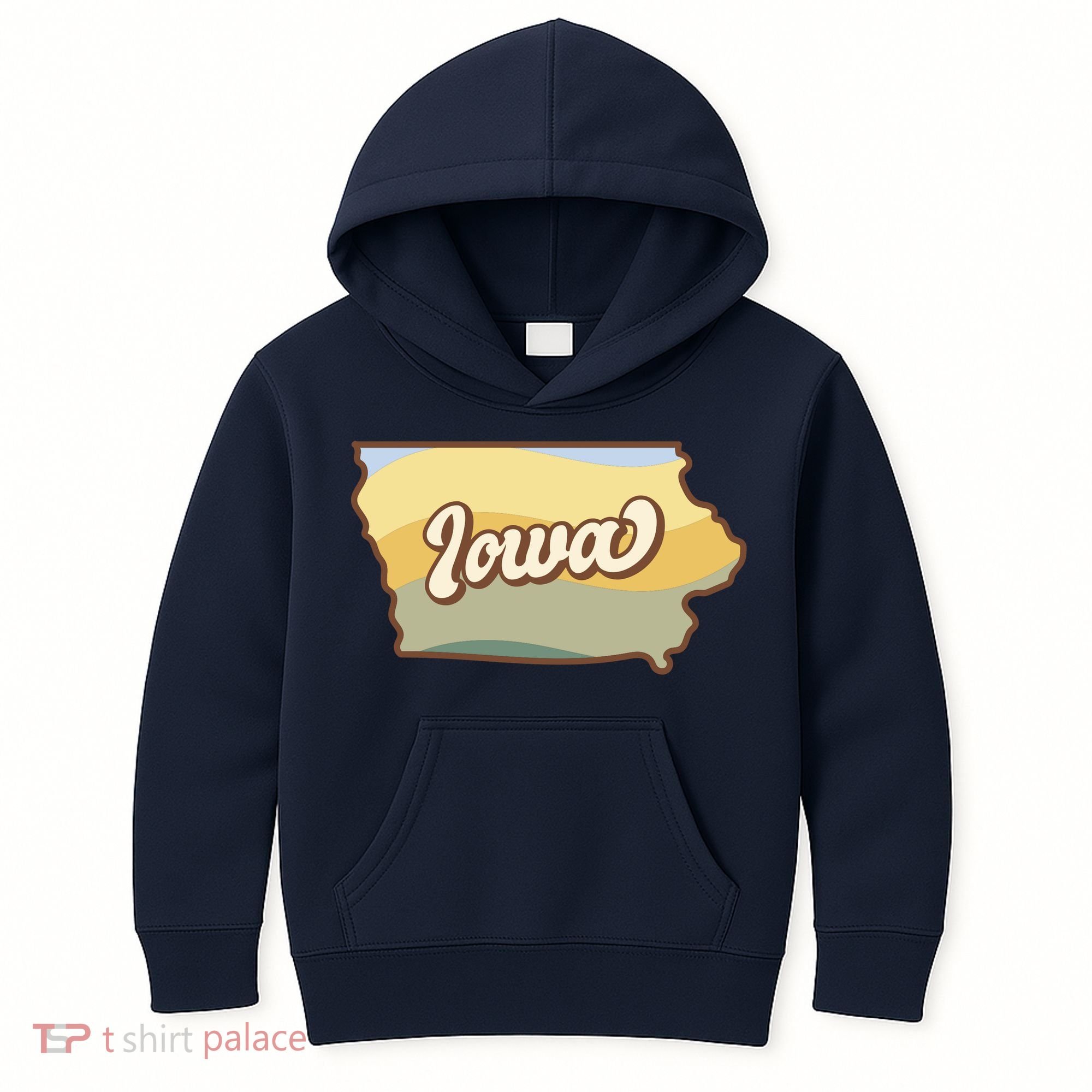 Iowa Retro Sunset Logo Kids Hoodie