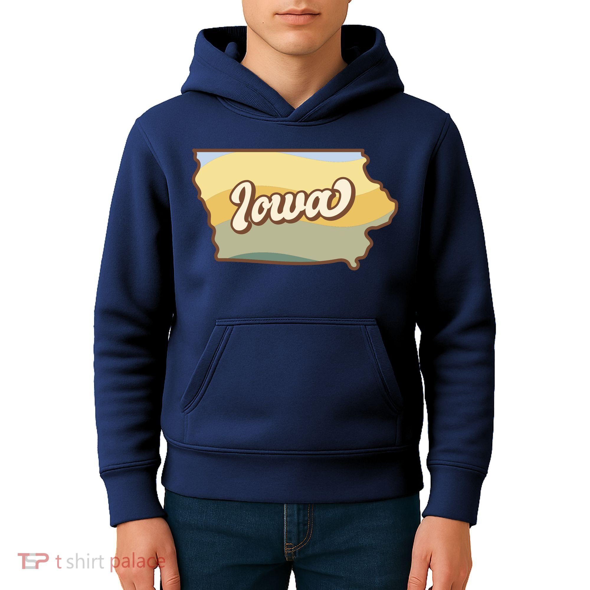 Iowa Retro Sunset Logo Kids Hoodie