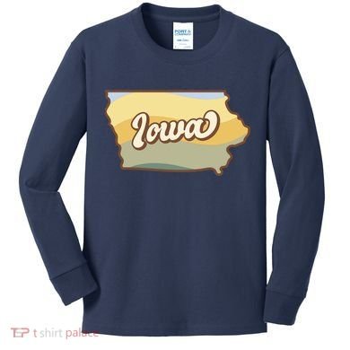 Iowa Retro Sunset Logo Kids Long Sleeve Shirt