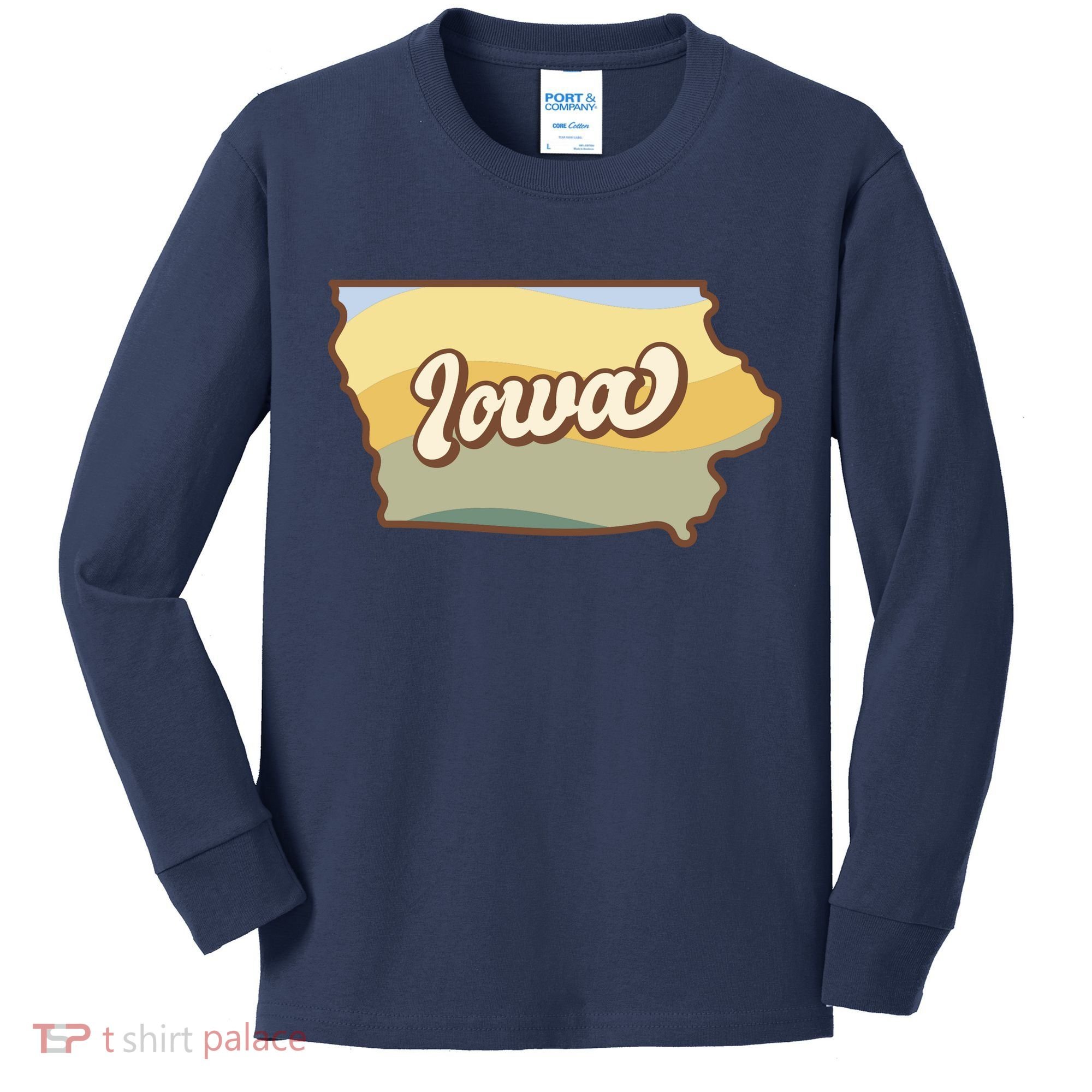 Iowa Retro Sunset Logo Kids Long Sleeve Shirt