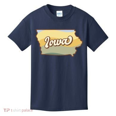 Iowa Retro Sunset Logo Kids T-Shirt