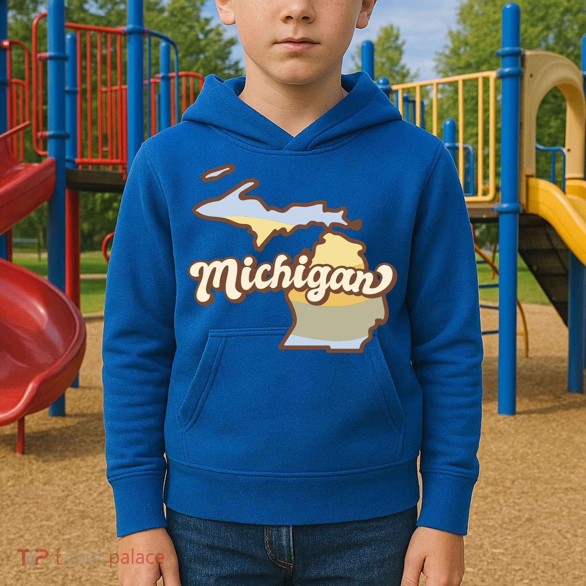 Iowa Retro Sunset Logo Kids Hoodie
