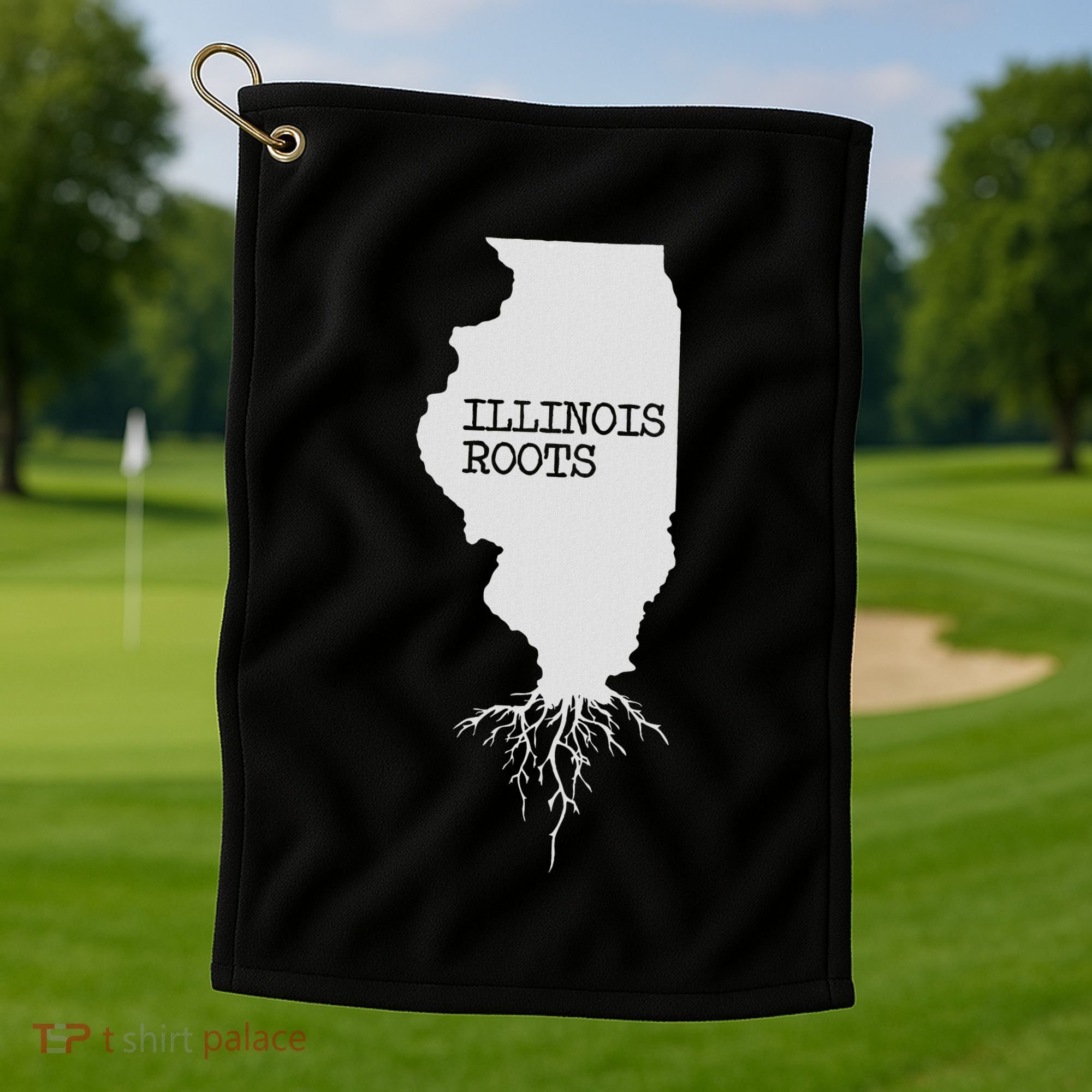 Illinois Roots  State Map Gift Illinois Golf Towel