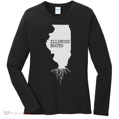 Illinois Roots  State Map Gift Illinois Women's Long Sleeve Shirt
