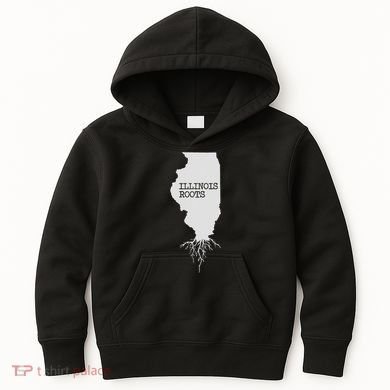 Illinois Roots  State Map Gift Illinois Kids Hoodie