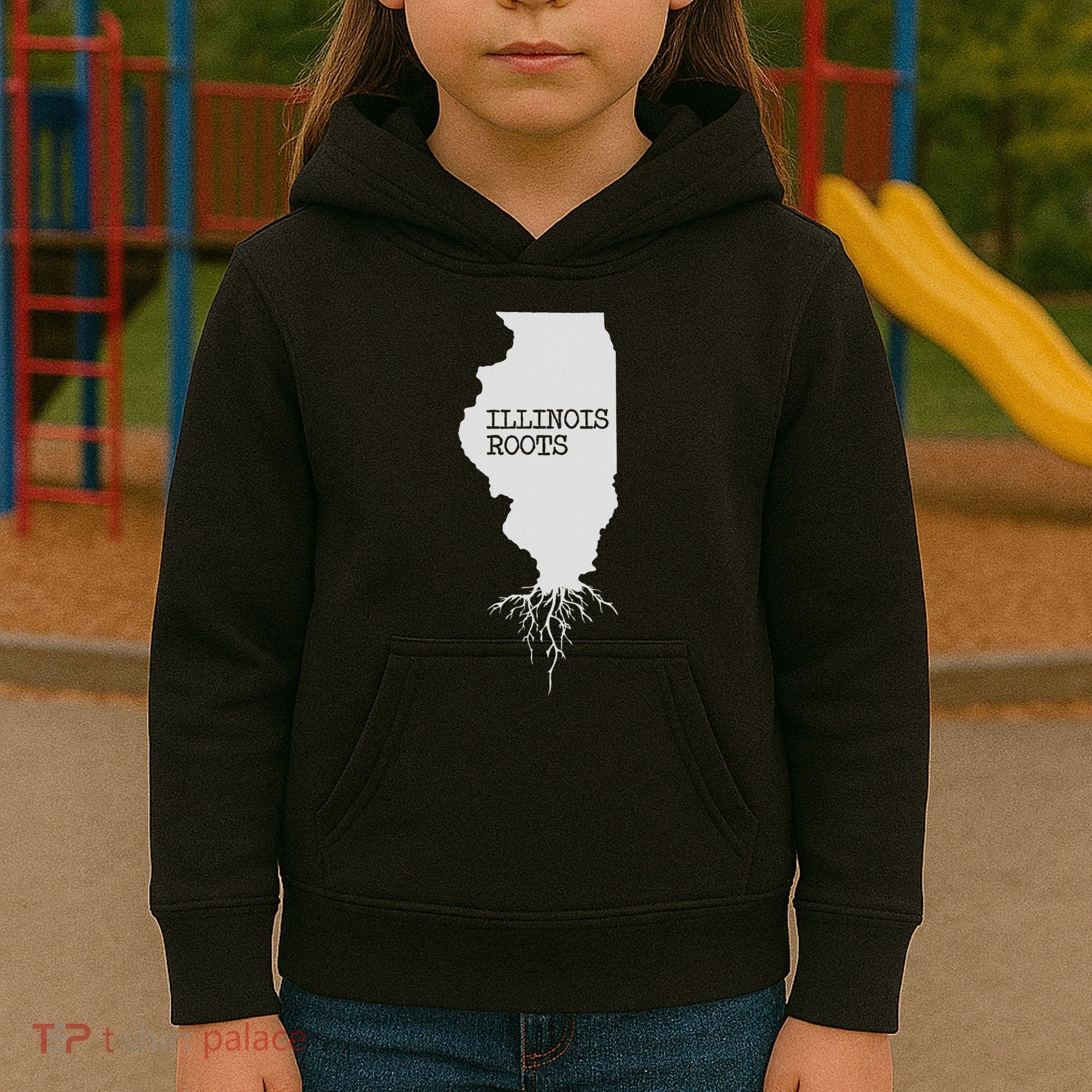 Illinois Roots  State Map Gift Illinois Kids Hoodie