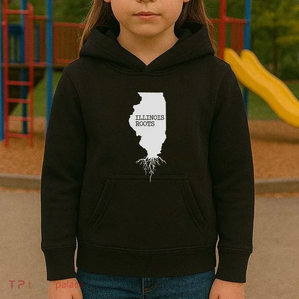 Illinois Roots  State Map Gift Illinois Kids Hoodie