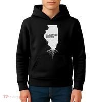 Illinois Roots  State Map Gift Illinois Kids Hoodie thumb 4