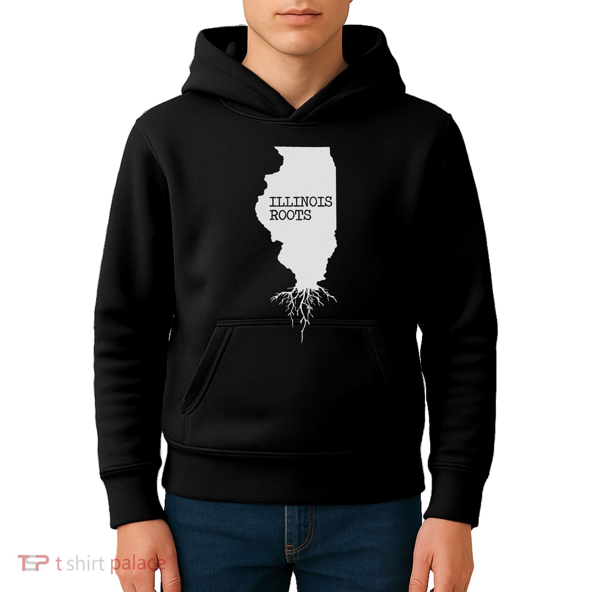 Illinois Roots  State Map Gift Illinois Kids Hoodie