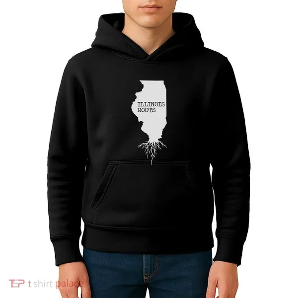 Illinois Roots  State Map Gift Illinois Kids Hoodie