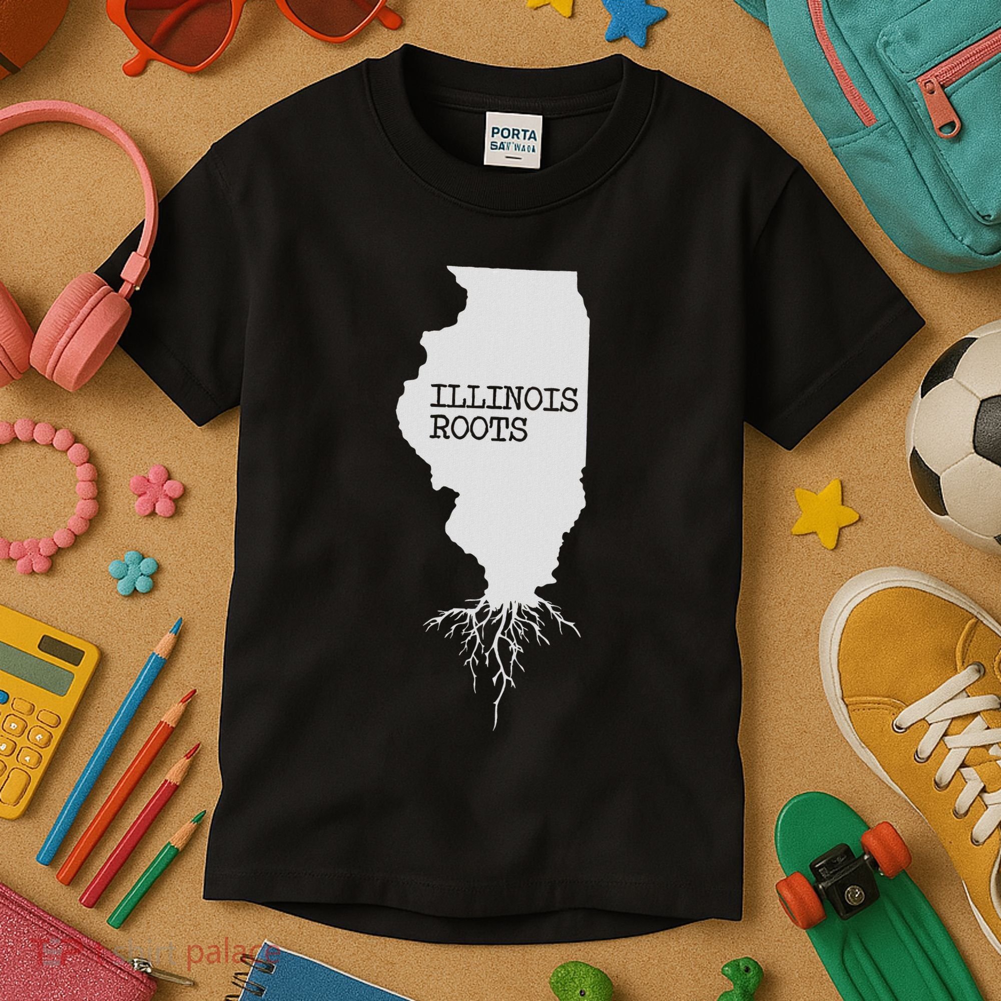 Illinois Roots  State Map Gift Illinois Kids T-Shirt