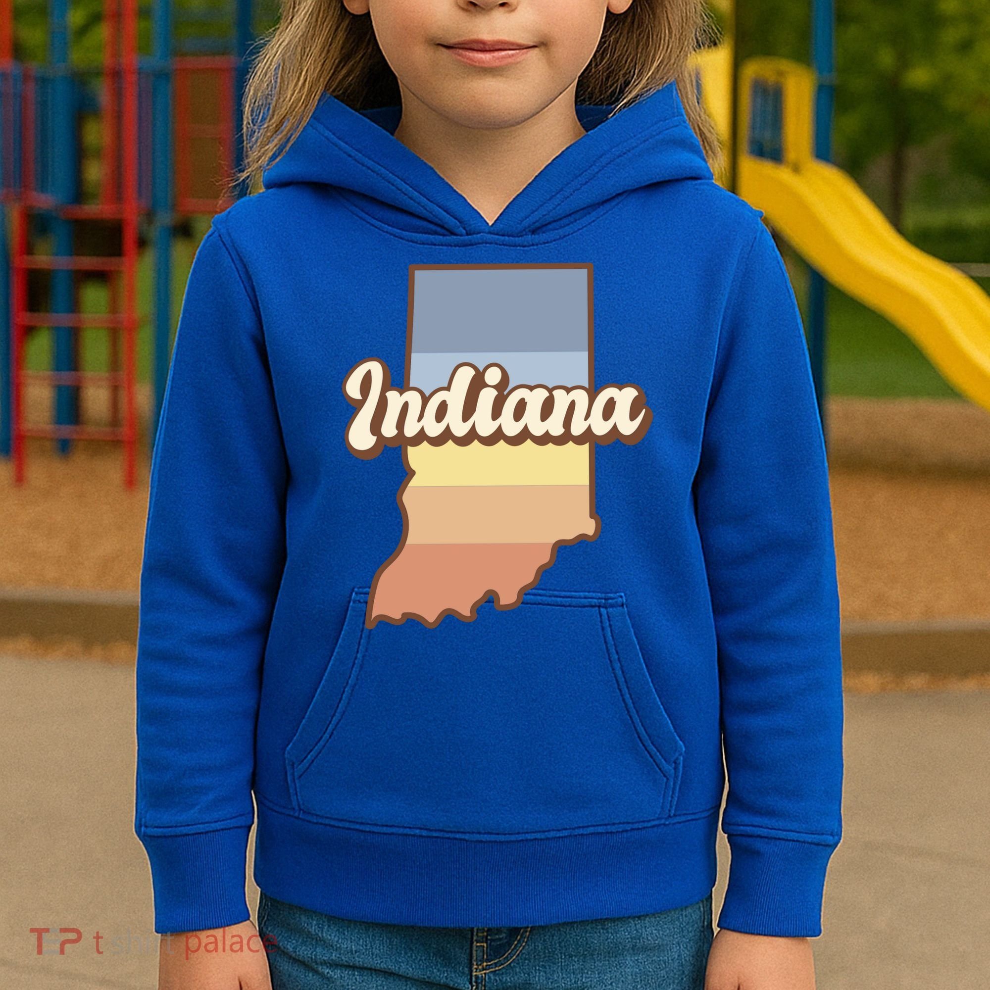 Indiana Retro Sunset Logo Kids Hoodie