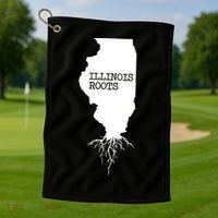 Illinois Roots Shirts State Map Gift Illinois Golf Towel thumb 1