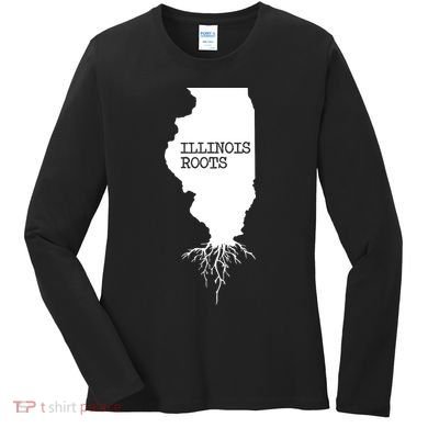 Illinois Roots Shirts State Map Gift Illinois Women's Long Sleeve Shirt
