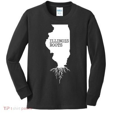 Illinois Roots Shirts State Map Gift Illinois Kids Long Sleeve Shirt