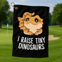 I Raise Tiny Dinosaurs Lizard Bearded Dragon Mom Gift Golf Towel thumb 1