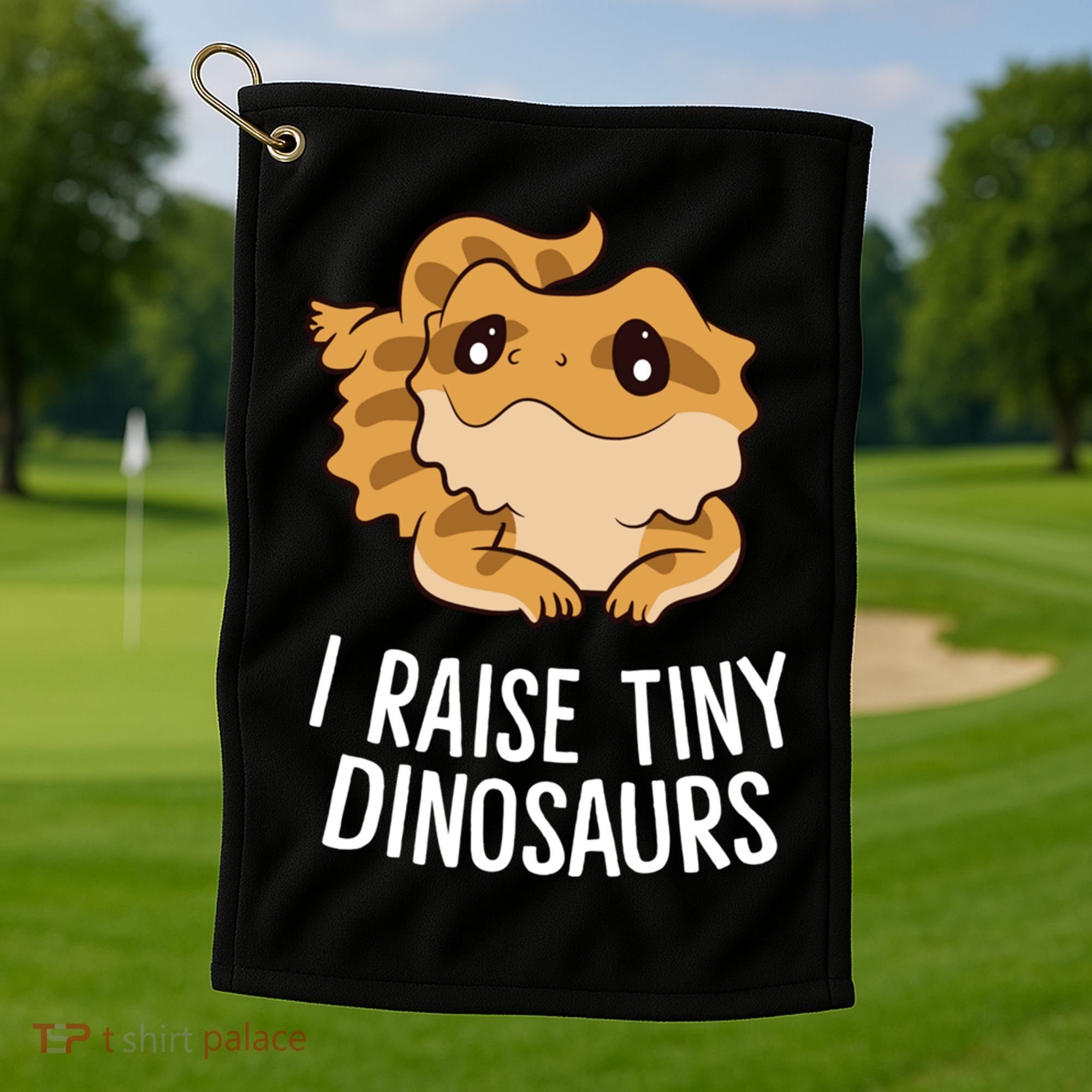 I Raise Tiny Dinosaurs Lizard Bearded Dragon Mom Gift Golf Towel