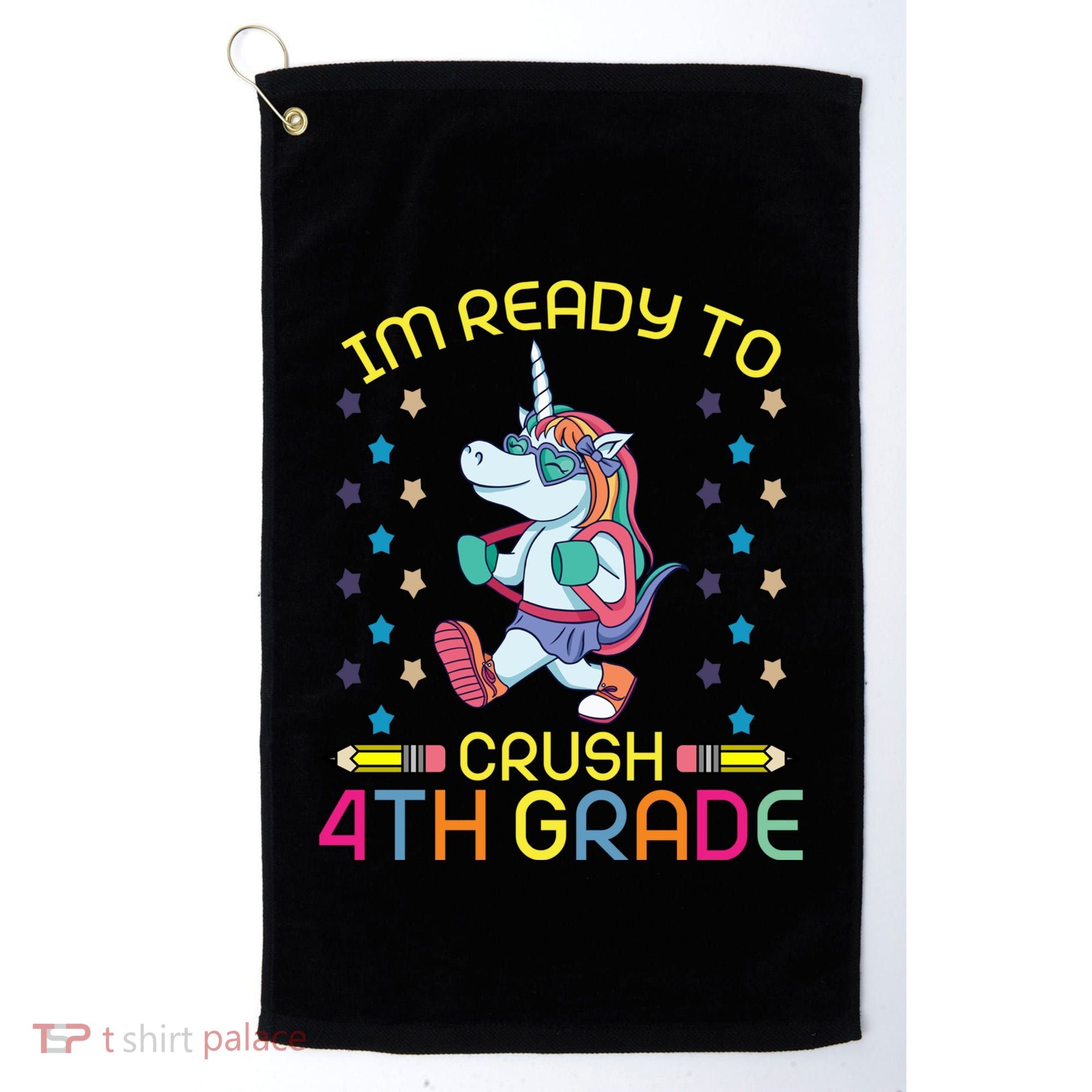 Im Ready To Crush 4Th Grade Unicorn 100 Day Of School Cool Gift Golf Towel