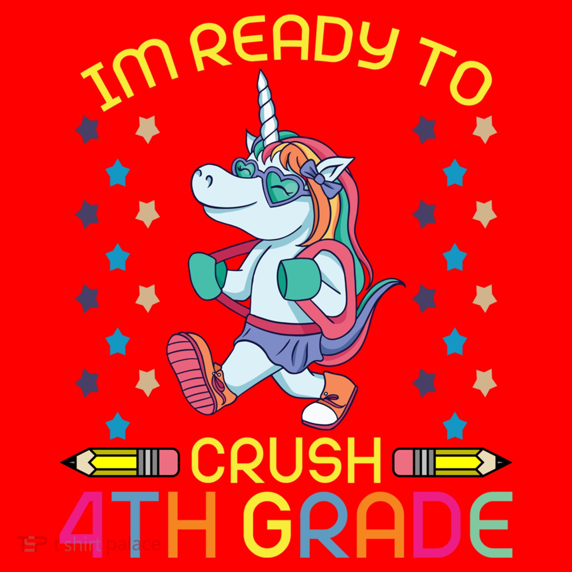 Im Ready To Crush 4Th Grade Unicorn 100 Day Of School Cool Gift Santa Hat