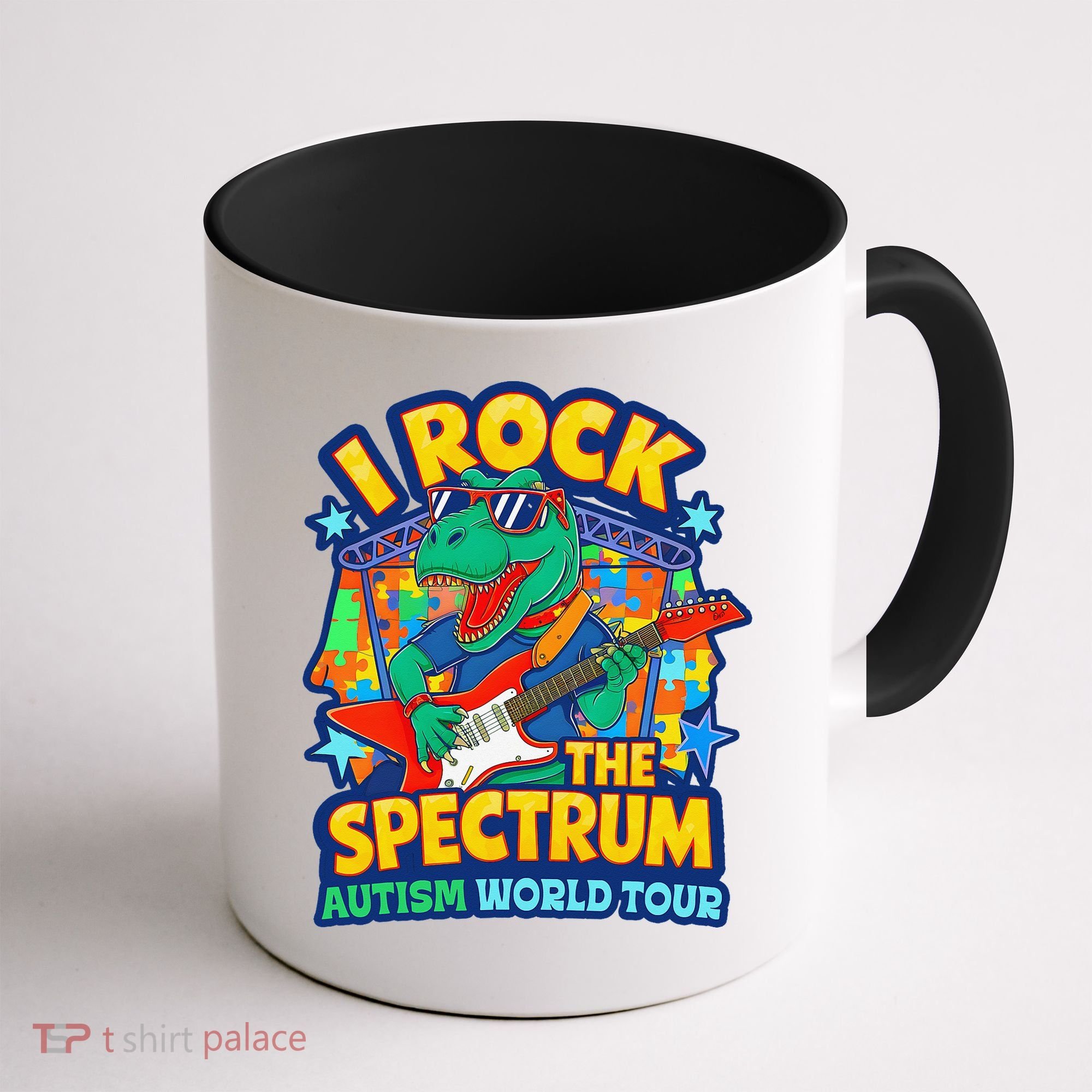 I ROCK THE SPECTRUM Rockin Autism Different Tune World Coffee Mug