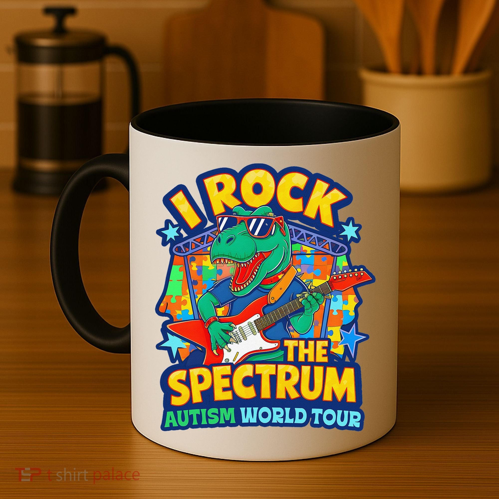 I ROCK THE SPECTRUM Rockin Autism Different Tune World Coffee Mug