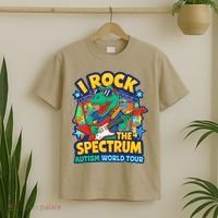 I ROCK THE SPECTRUM Rockin Autism Different Tune World T-Shirt thumb 2