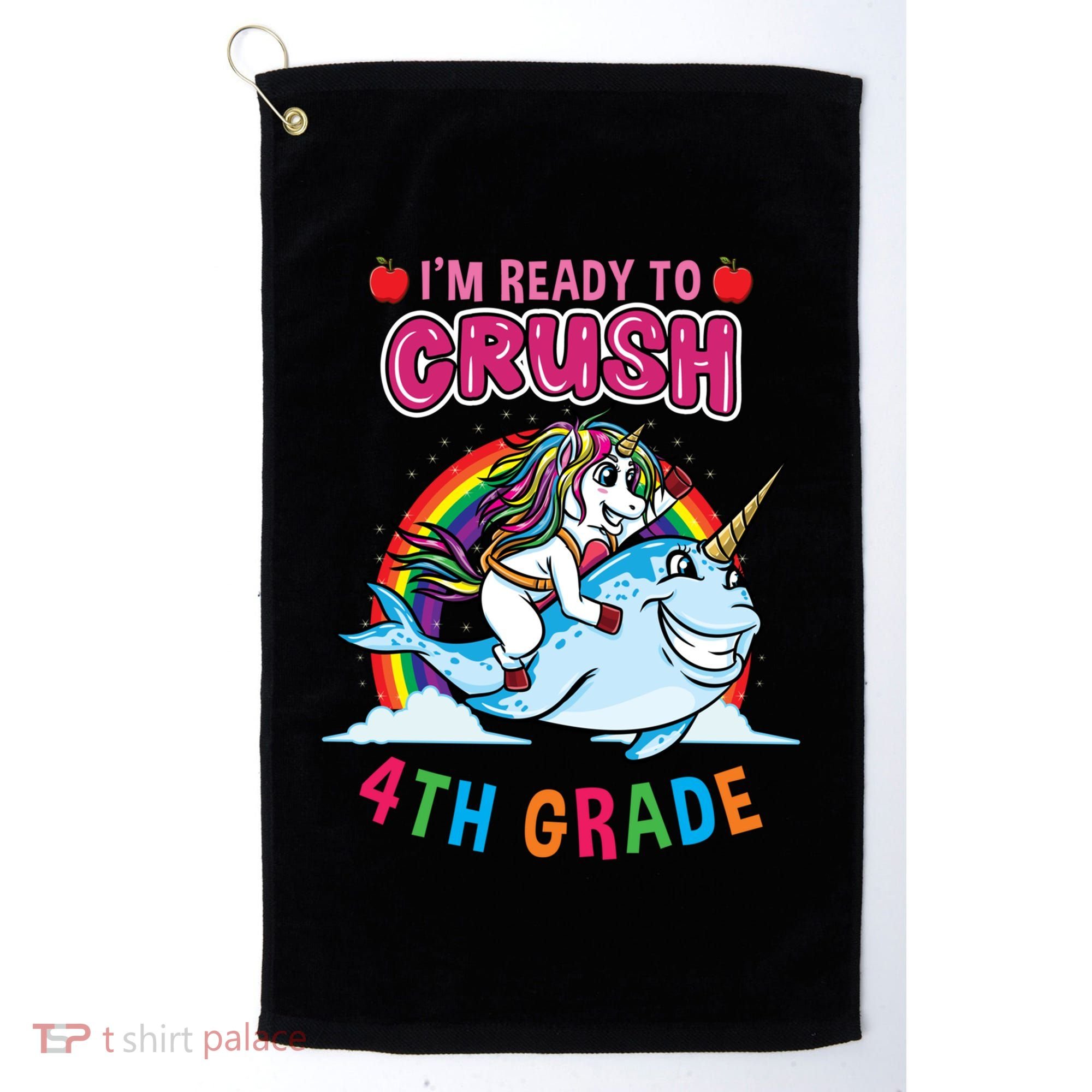Im Ready To Crush 4Th Grade Unicorn Back To School Gift Golf Towel