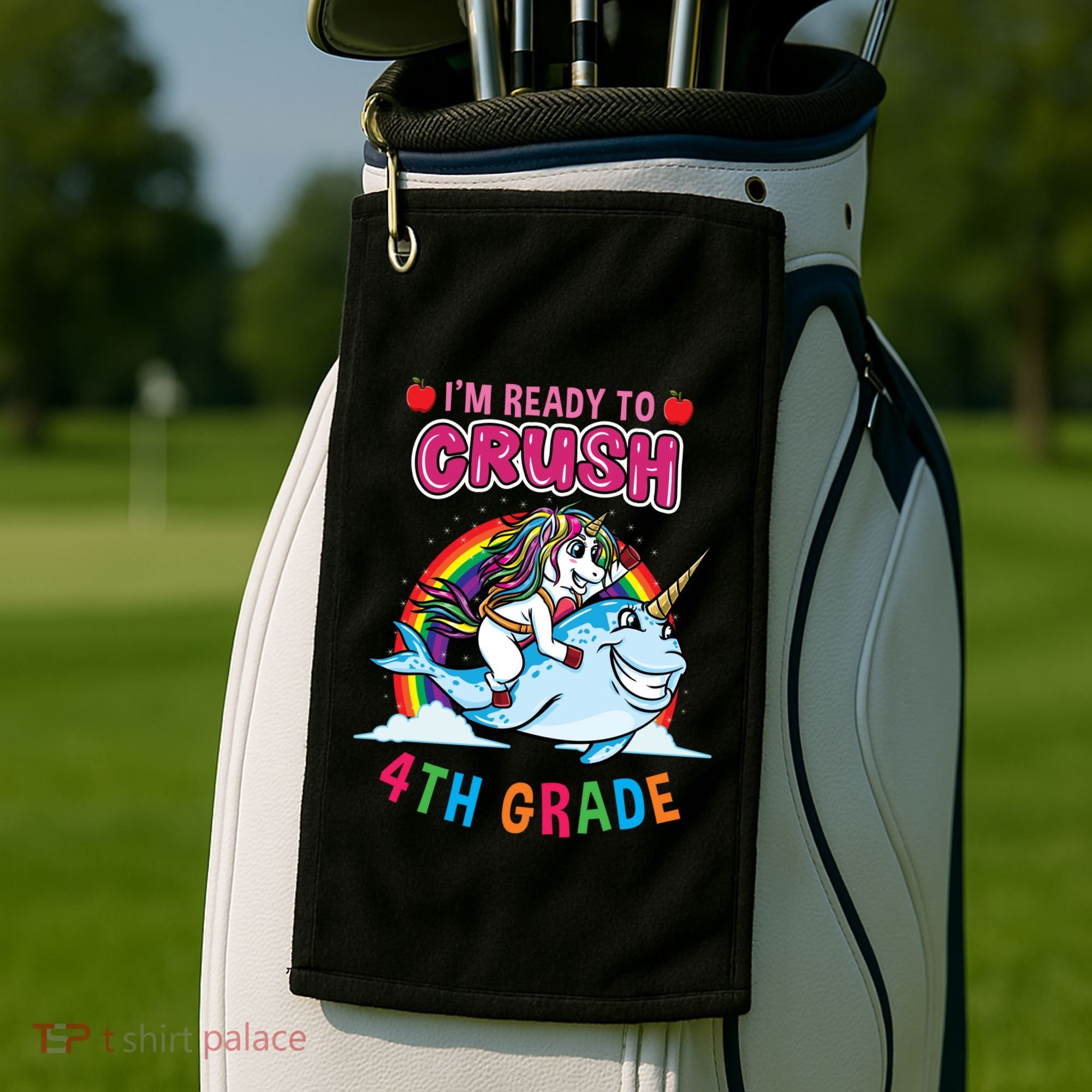 Im Ready To Crush 4Th Grade Unicorn Back To School Gift Golf Towel