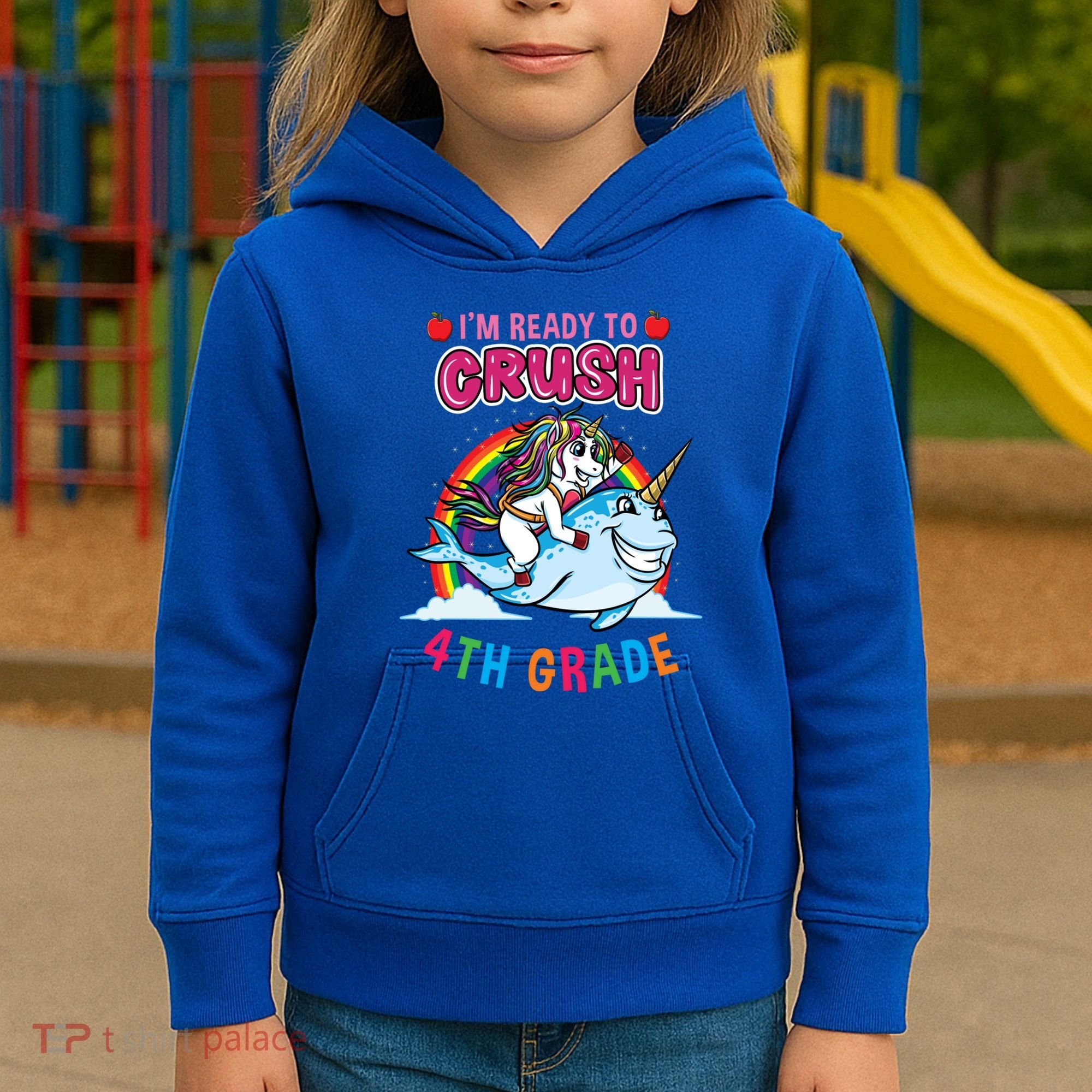 Im Ready To Crush 4Th Grade Unicorn Back To School Gift Kids Hoodie