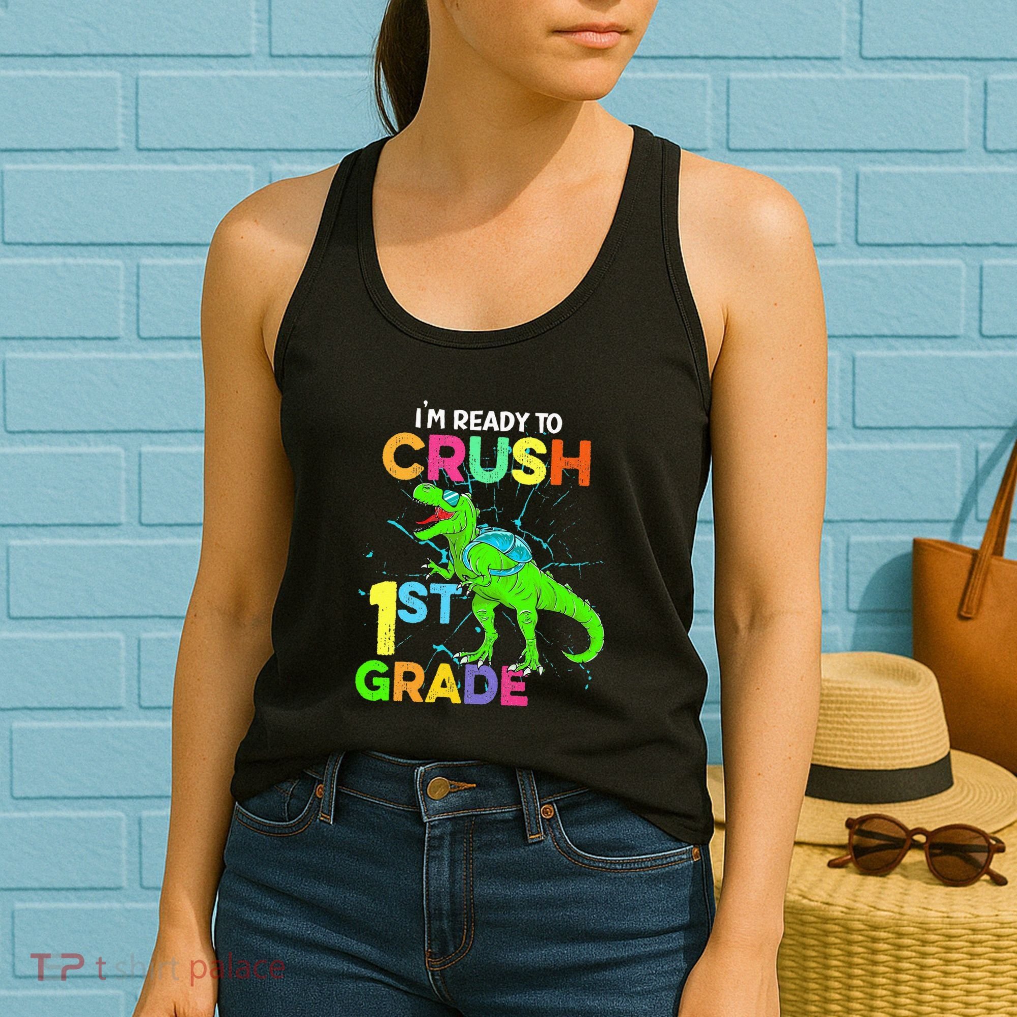 I'm Ready To Crush 1st Grade Dinosaur Back To School Women's Tank Top