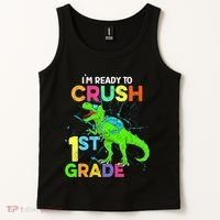 I'm Ready To Crush 1st Grade Dinosaur Back To School Tank Top thumb 2