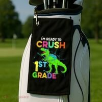I'm Ready To Crush 1st Grade Dinosaur Back To School Golf Towel thumb 2