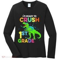 I'm Ready To Crush 1st Grade Dinosaur Back To School Women's Long Sleeve Shirt thumb 0