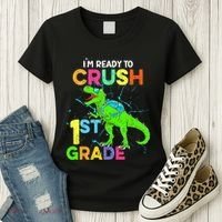 I'm Ready To Crush 1st Grade Dinosaur Back To School Women's T-Shirt thumb 3