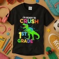 I'm Ready To Crush 1st Grade Dinosaur Back To School Kids T-Shirt thumb 3