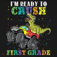 Im Ready To Crush First Grade Monster Truck Dinosaur Ornament thumb 1
