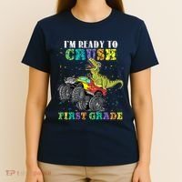 Im Ready To Crush First Grade Monster Truck Dinosaur T-Shirt thumb 4