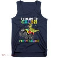 Im Ready To Crush First Grade Monster Truck Dinosaur Tank Top thumb 0