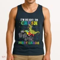 Im Ready To Crush First Grade Monster Truck Dinosaur Tank Top thumb 3