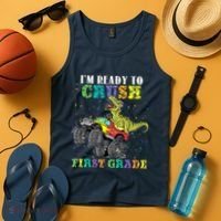 Im Ready To Crush First Grade Monster Truck Dinosaur Tank Top thumb 4